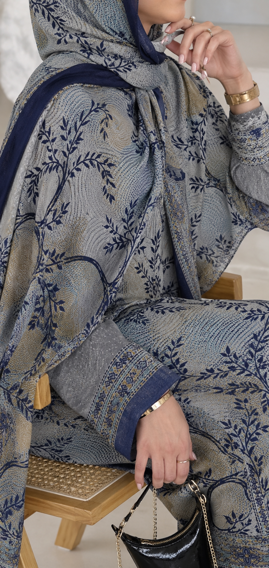 EXCLUSIVE SILK PRINT NAVY