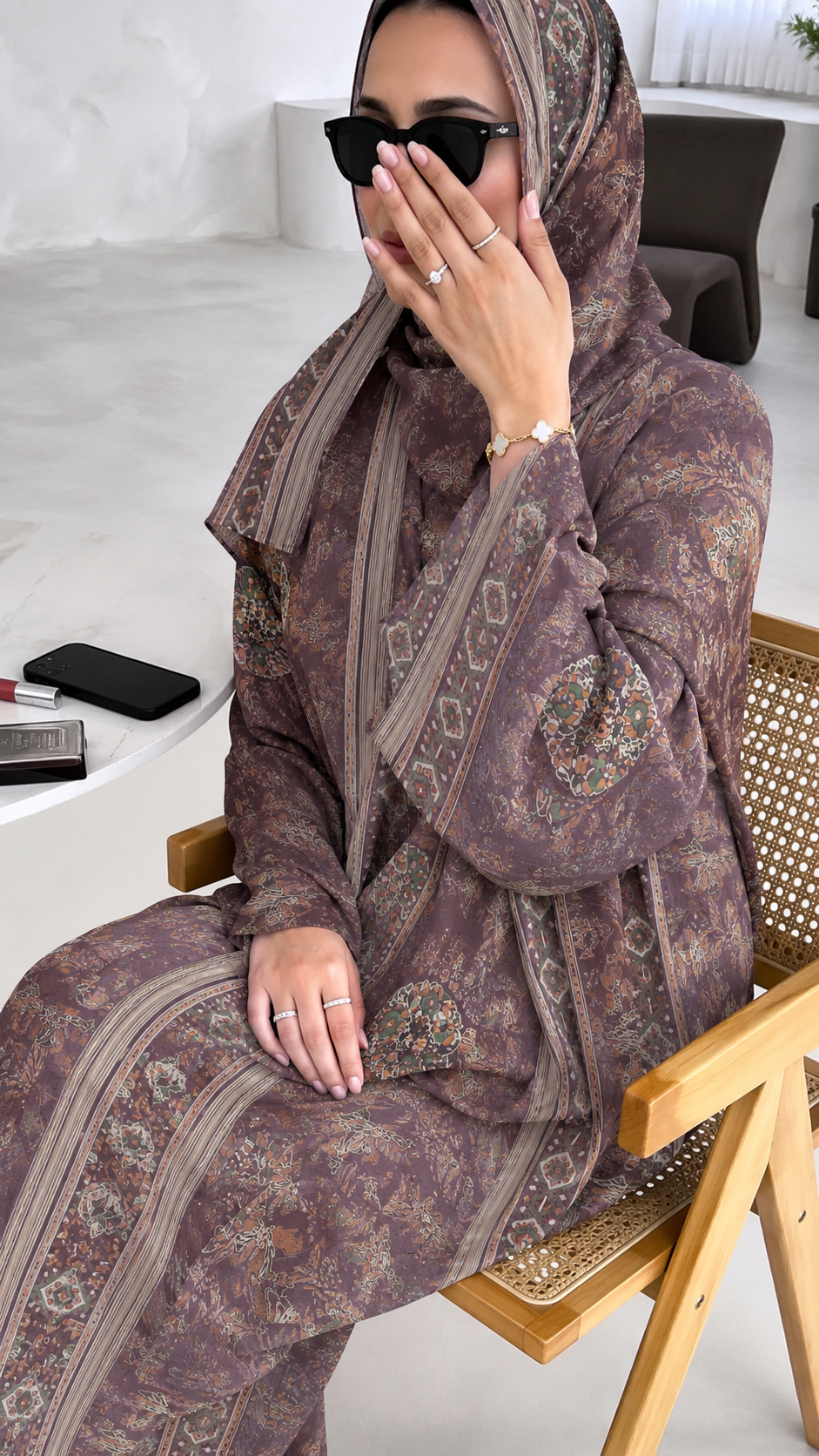 SILK PRINT DUSTY PINK