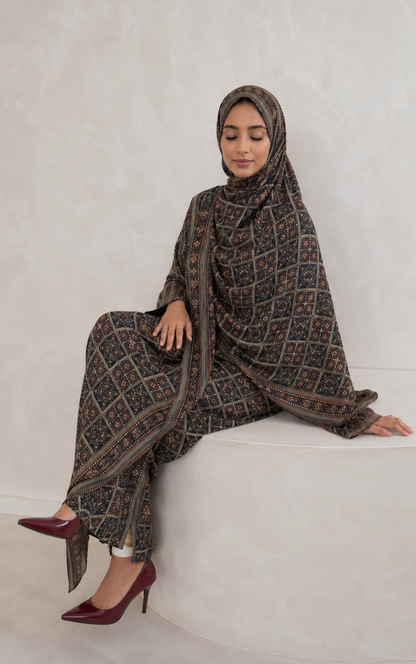 EXCLUSIVE SILK PRINT DARK JADE