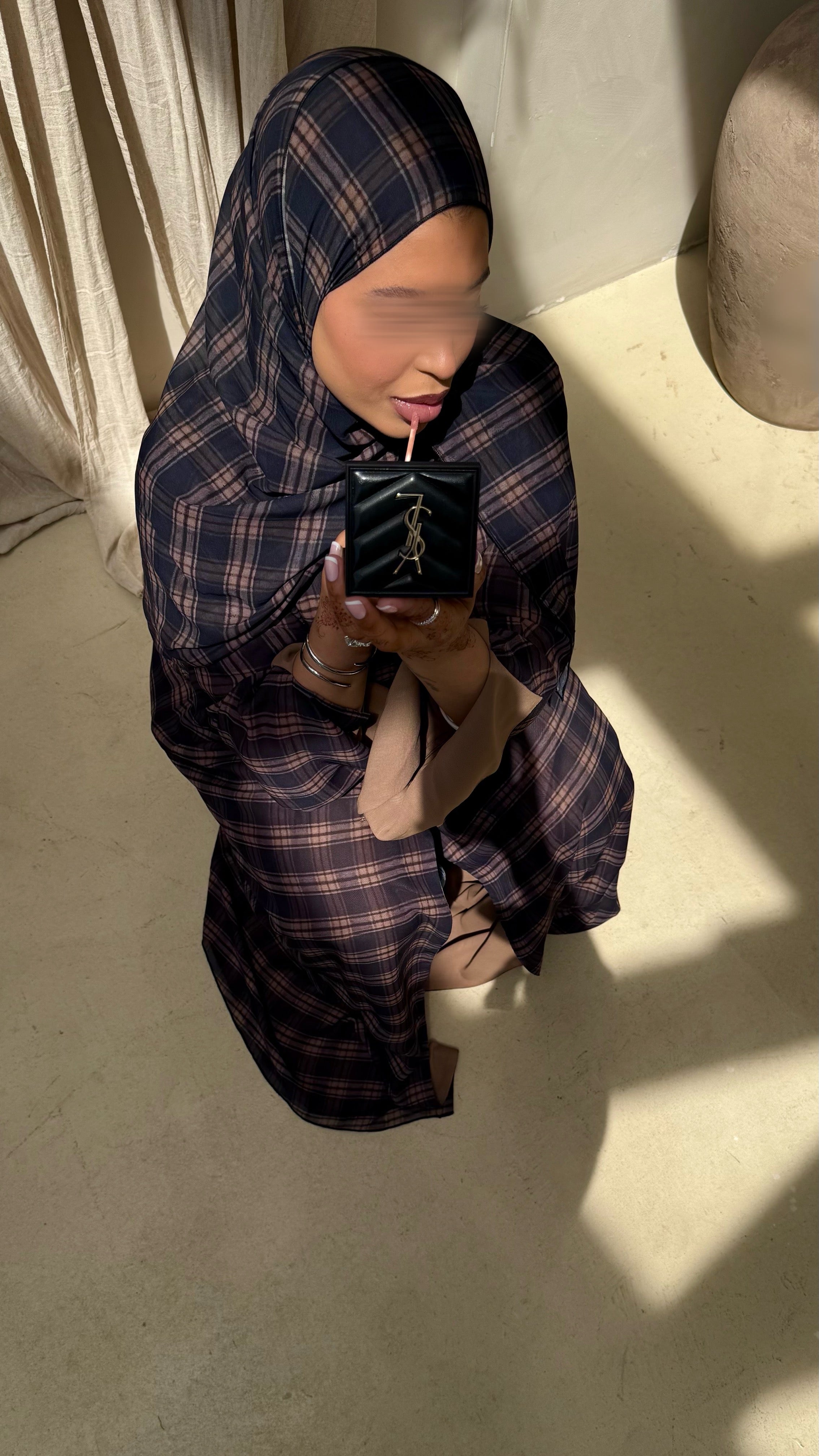PLAID -NAVY & TAN