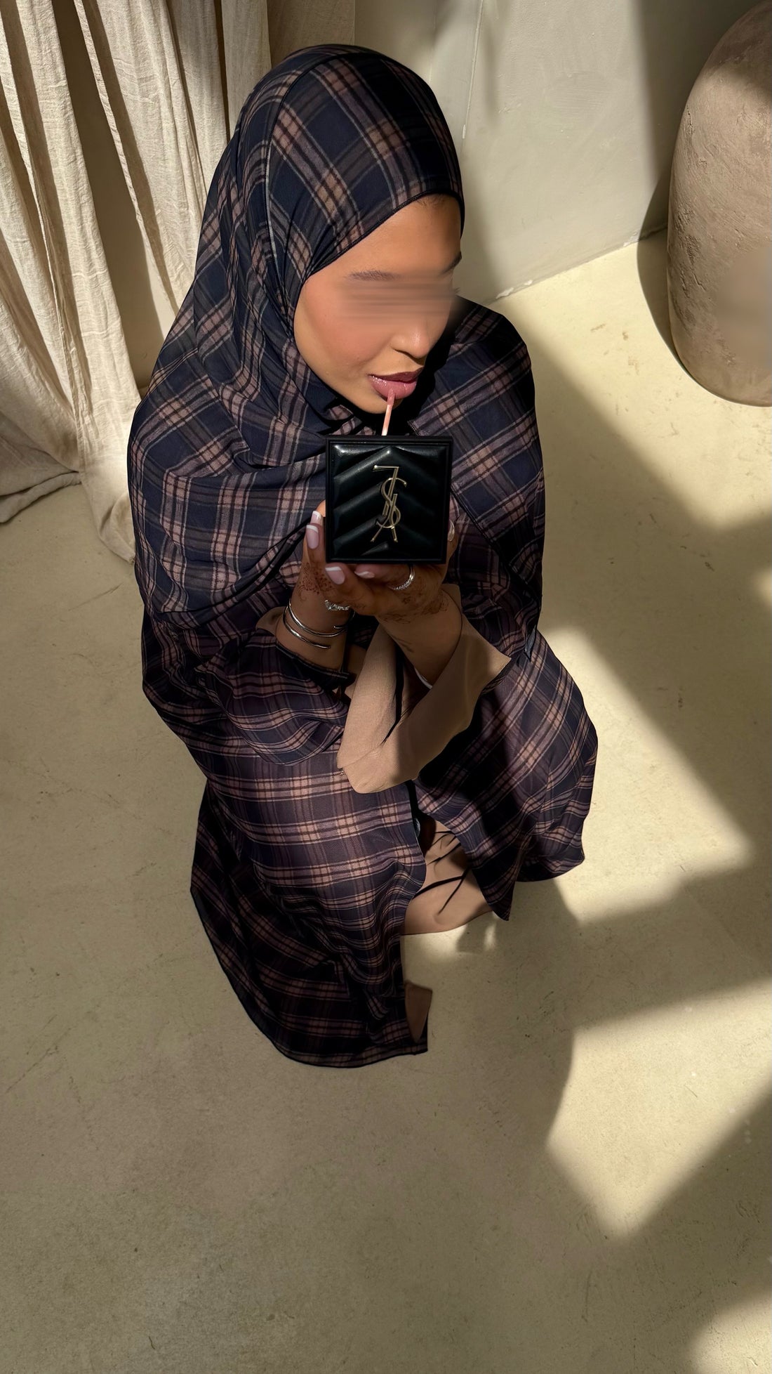 PLAID -NAVY &amp; TAN